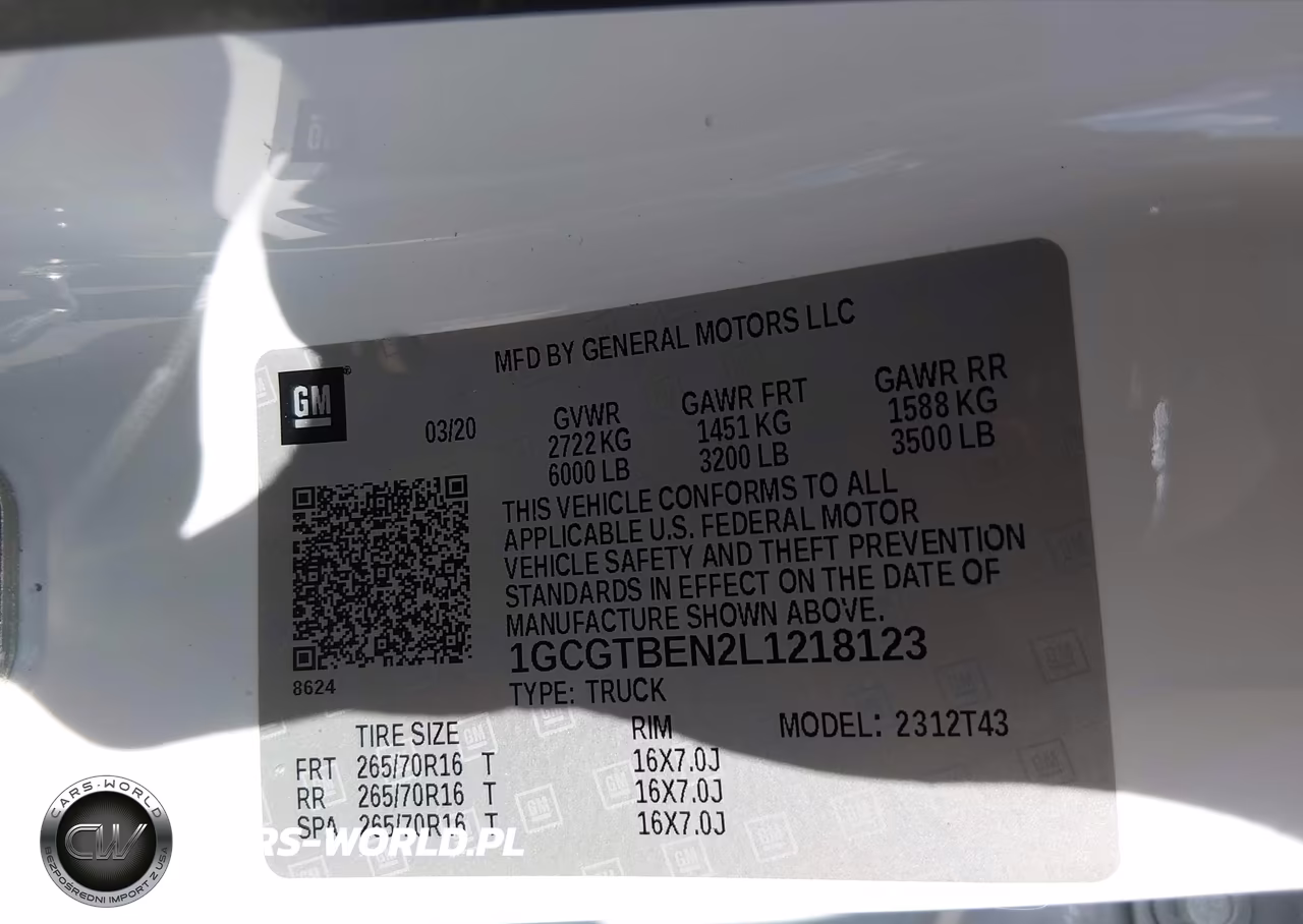 2020 Chevrolet Colorado 4Wd Long Box Wt VIN:1GCGTBEN2L1218123 - 9