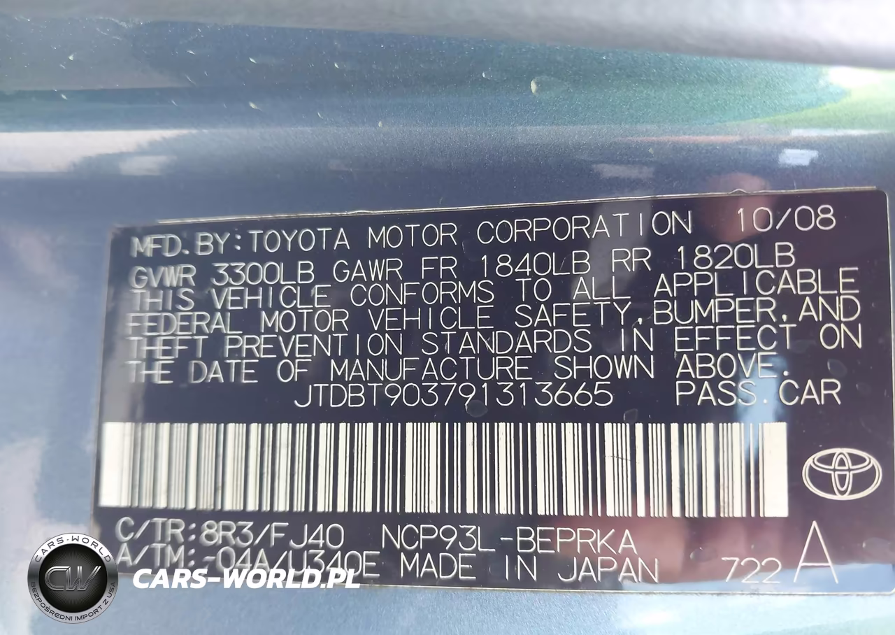 2009 Toyota Yaris VIN:JTDBT903791313665 - 9