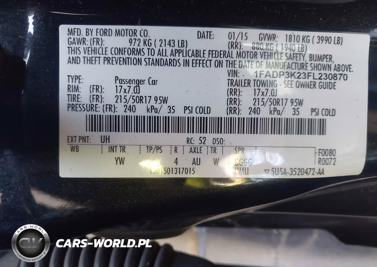 2015 Ford Focus Se VIN:1FADP3K23FL230870 - 9