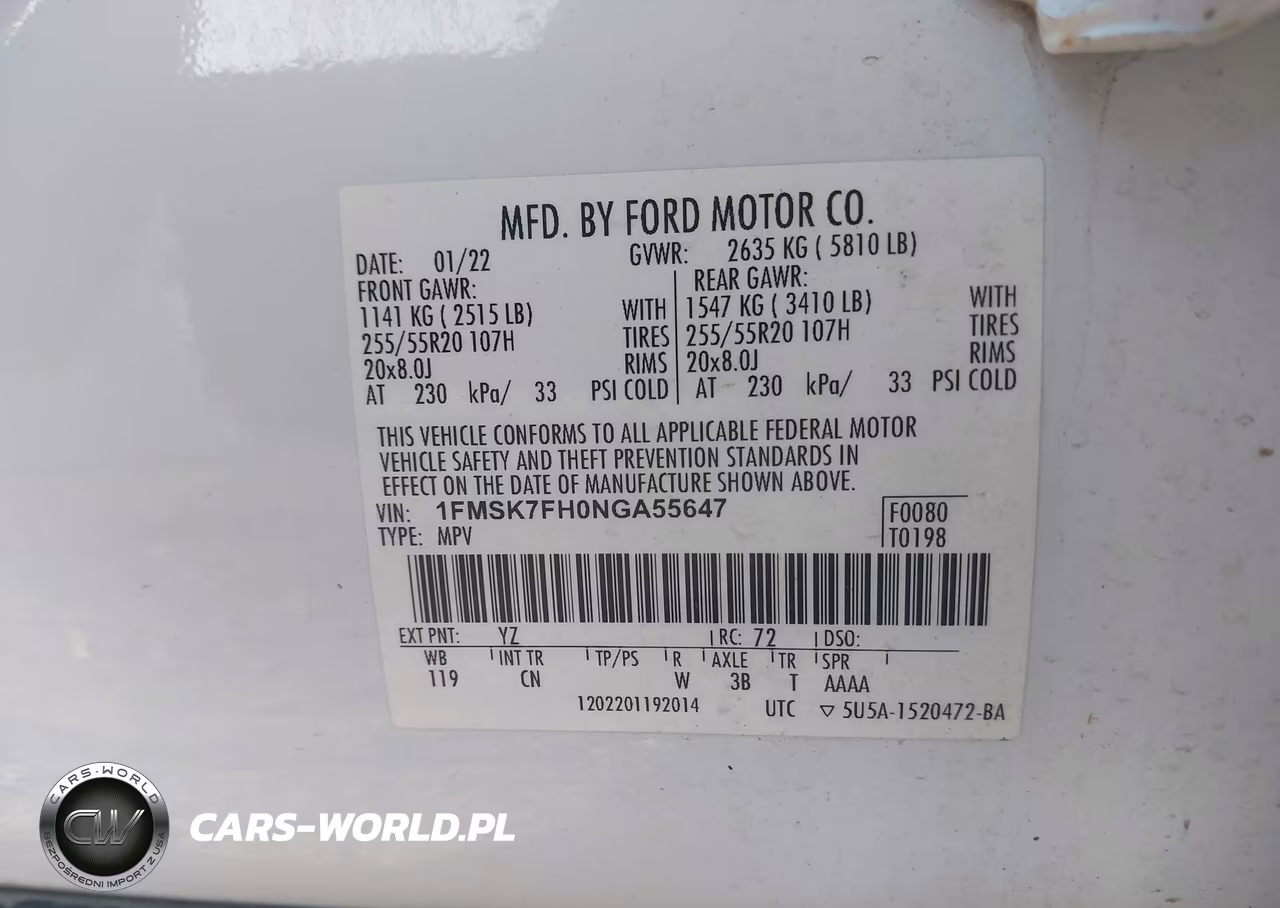2022 Ford Explorer Limited VIN:1FMSK7FH0NGA55647 - 9