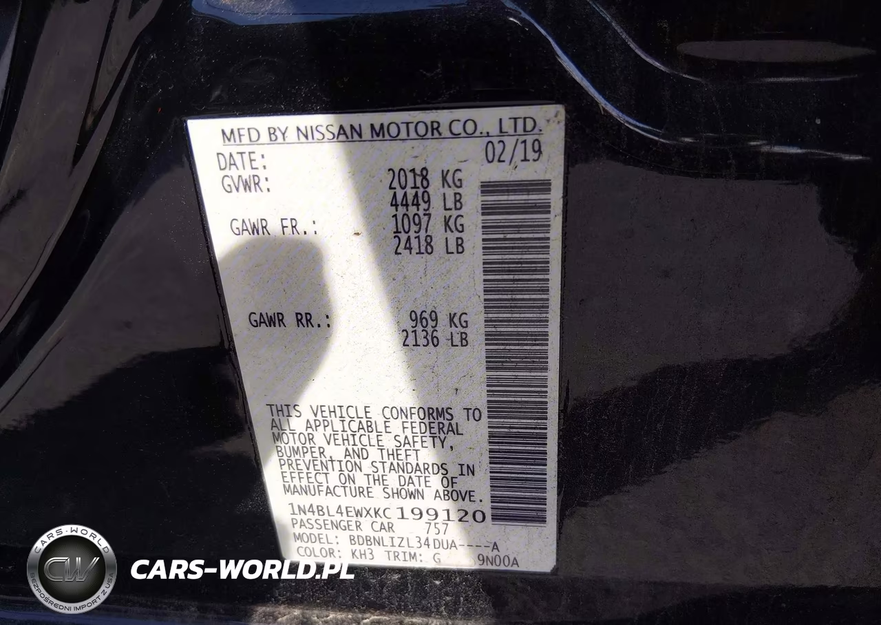 2019 Nissan Altima 2.5 Sl VIN:1N4BL4EWXKC199120 - 9