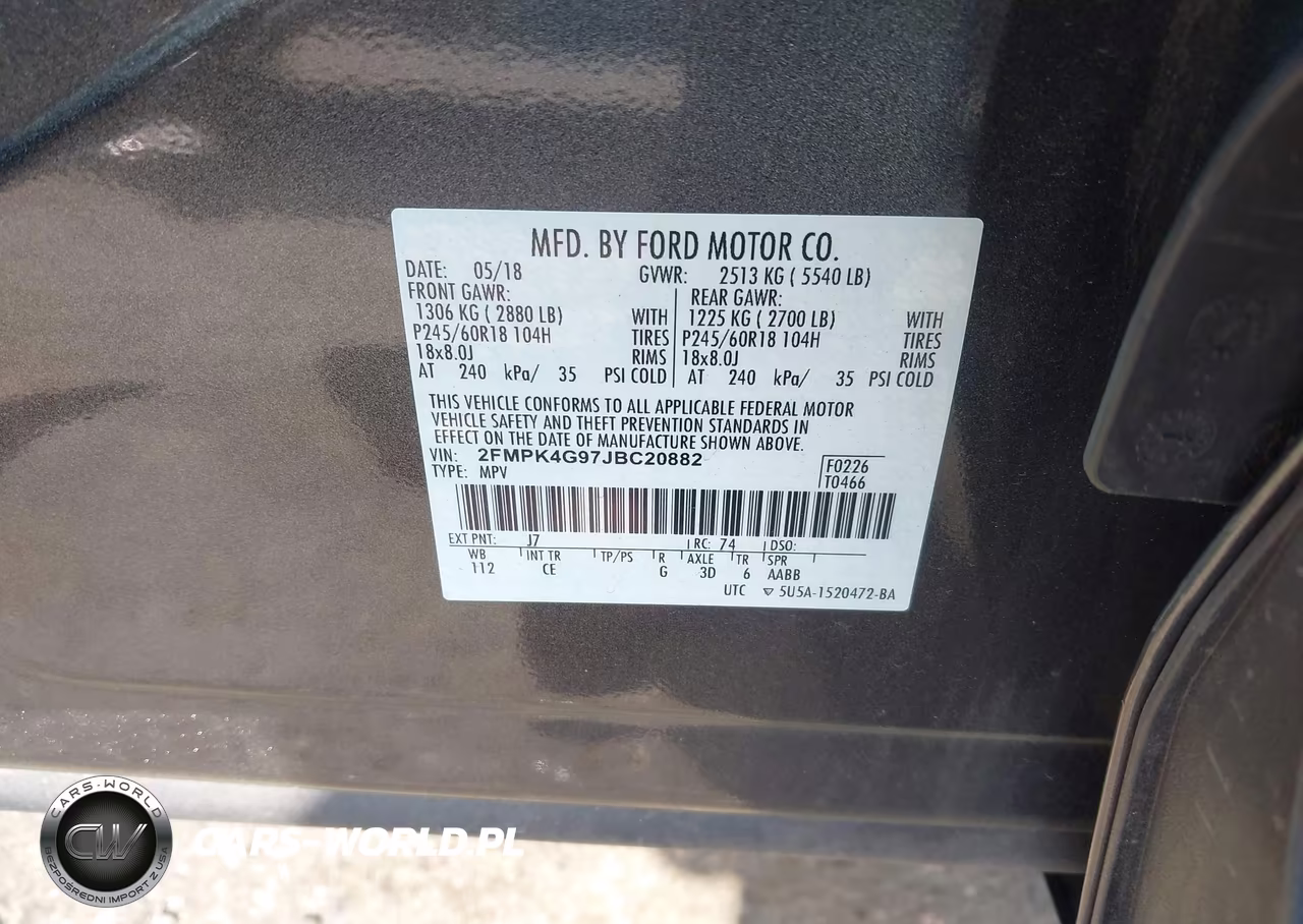 2018 Ford Edge Se VIN:2FMPK4G97JBC20882 - 9