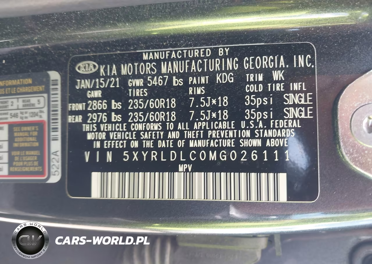 2021 Kia Sorento S VIN:5XYRLDLC0MG026111 - 9