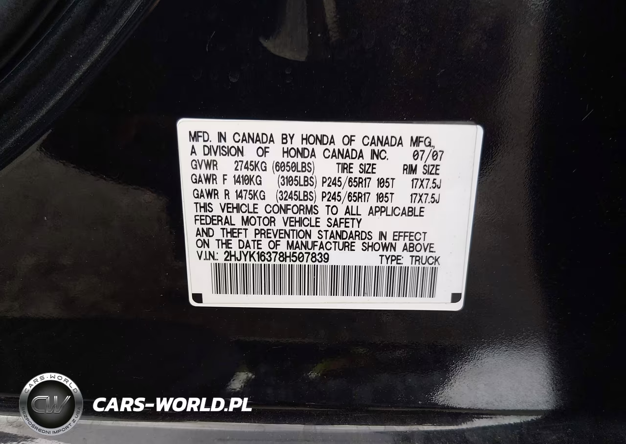 2008 Honda Ridgeline Rtx VIN:2HJYK16378H507839 - 9