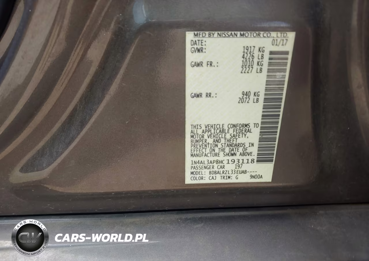 2017 Nissan Altima 2.5 Sl VIN:1N4AL3AP8HC193118 - 9