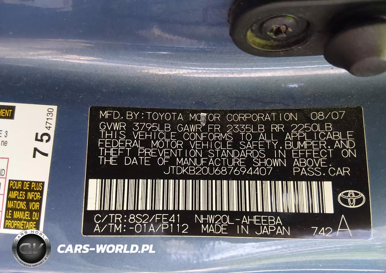 2008 Toyota Prius VIN:JTDKB20U687694407 - 9