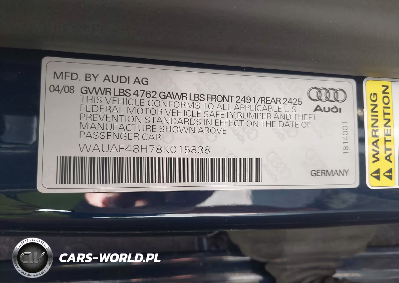 2008 Audi A4 2.0T VIN:WAUAF48H78K015838 - 9