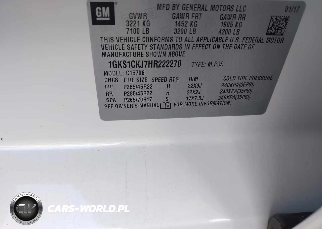 2017 GMC Yukon Denali VIN:1GKS1CKJ7HR222270 - 9