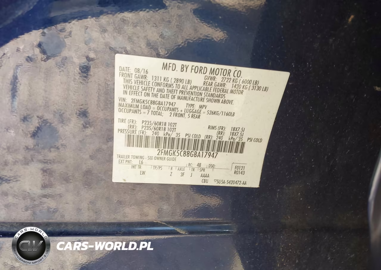 2016 Ford Flex Sel VIN:2FMGK5C88GBA17947 - 9