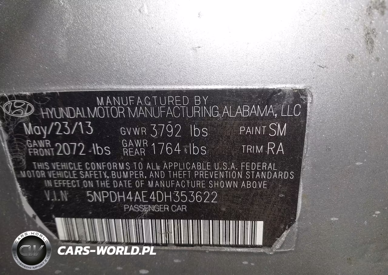 2013 Hyundai Elantra Gls VIN:5NPDH4AE4DH353622 - 9