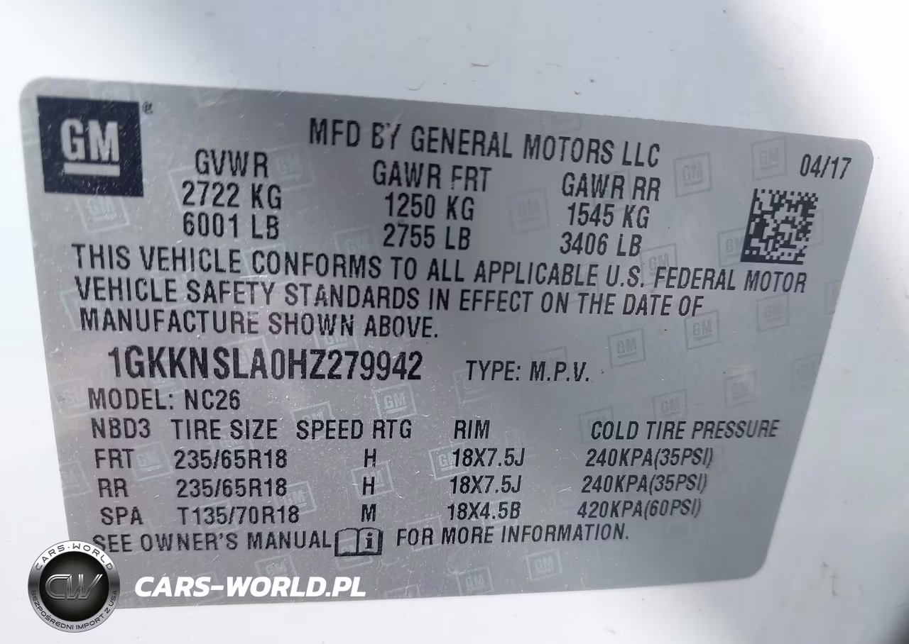 2017 GMC Acadia Sle-2 VIN:1GKKNSLA0HZ279942 - 9