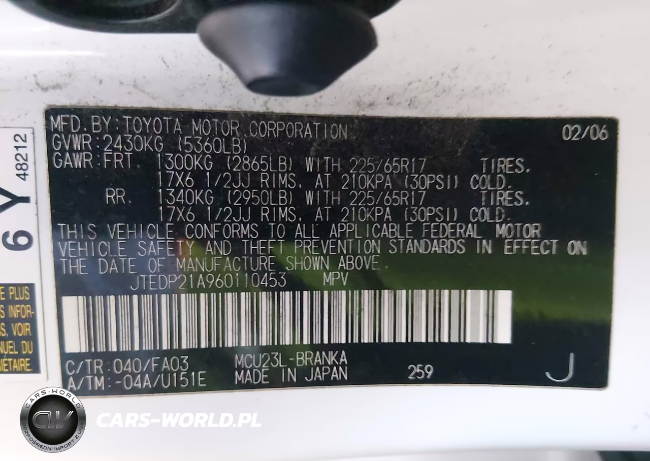 2006 Toyota Highlander Limited V6 VIN:JTEDP21A960110453 - 9