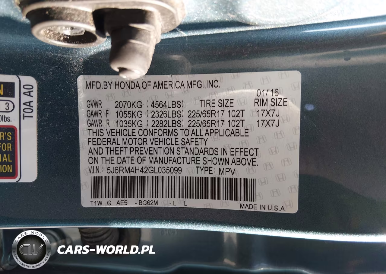 2016 Honda Cr-V Se VIN:5J6RM4H42GL035099 - 9