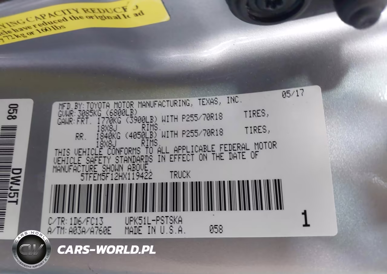 2017 Toyota Tundra Sr5 4.6L V8 VIN:5TFEM5F12HX119422 - 9
