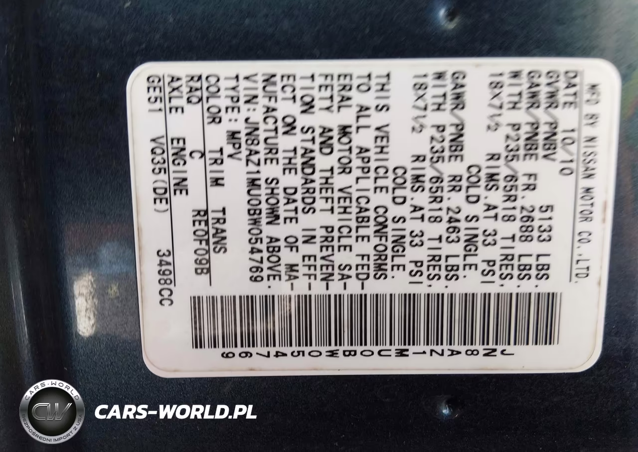 2011 Nissan Murano Sv VIN:JN8AZ1MU0BW054769 - 9