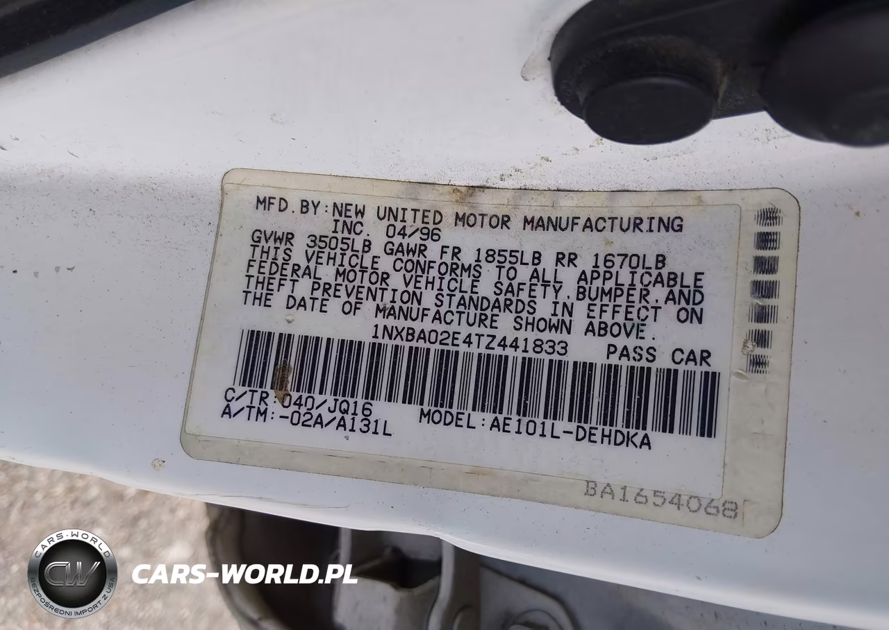 1996 Toyota Corolla VIN:1NXBA02E4TZ441833 - 9