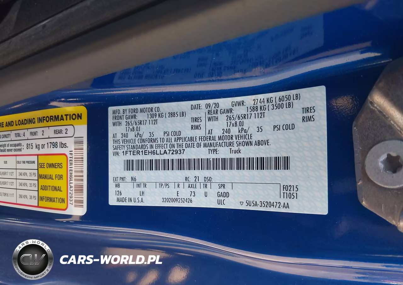 2020 Ford Ranger Xl VIN:1FTER1EH6LLA72937 - 9