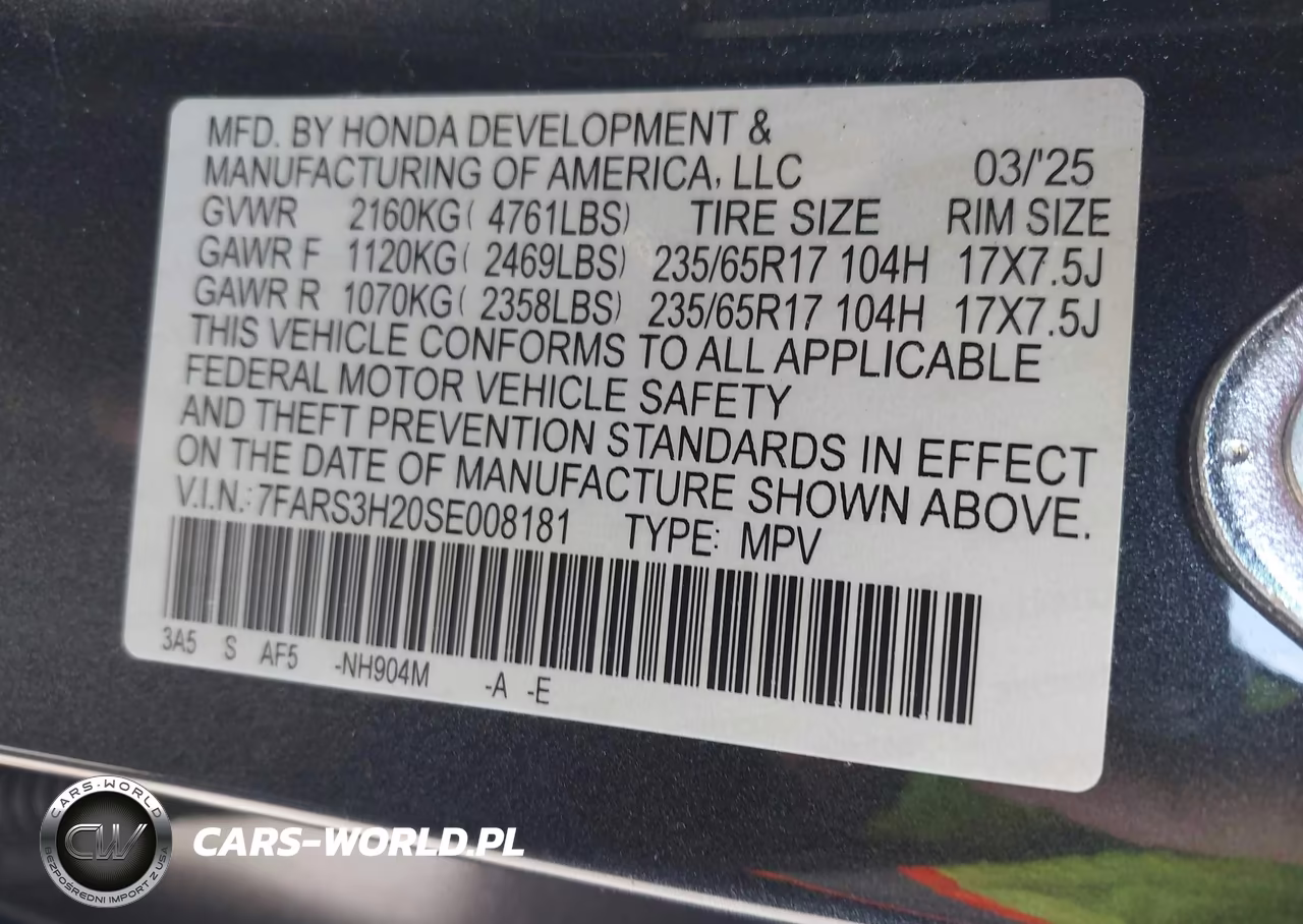 2025 Honda Cr-V Lx 2Wd VIN:7FARS3H20SE008181 - 9
