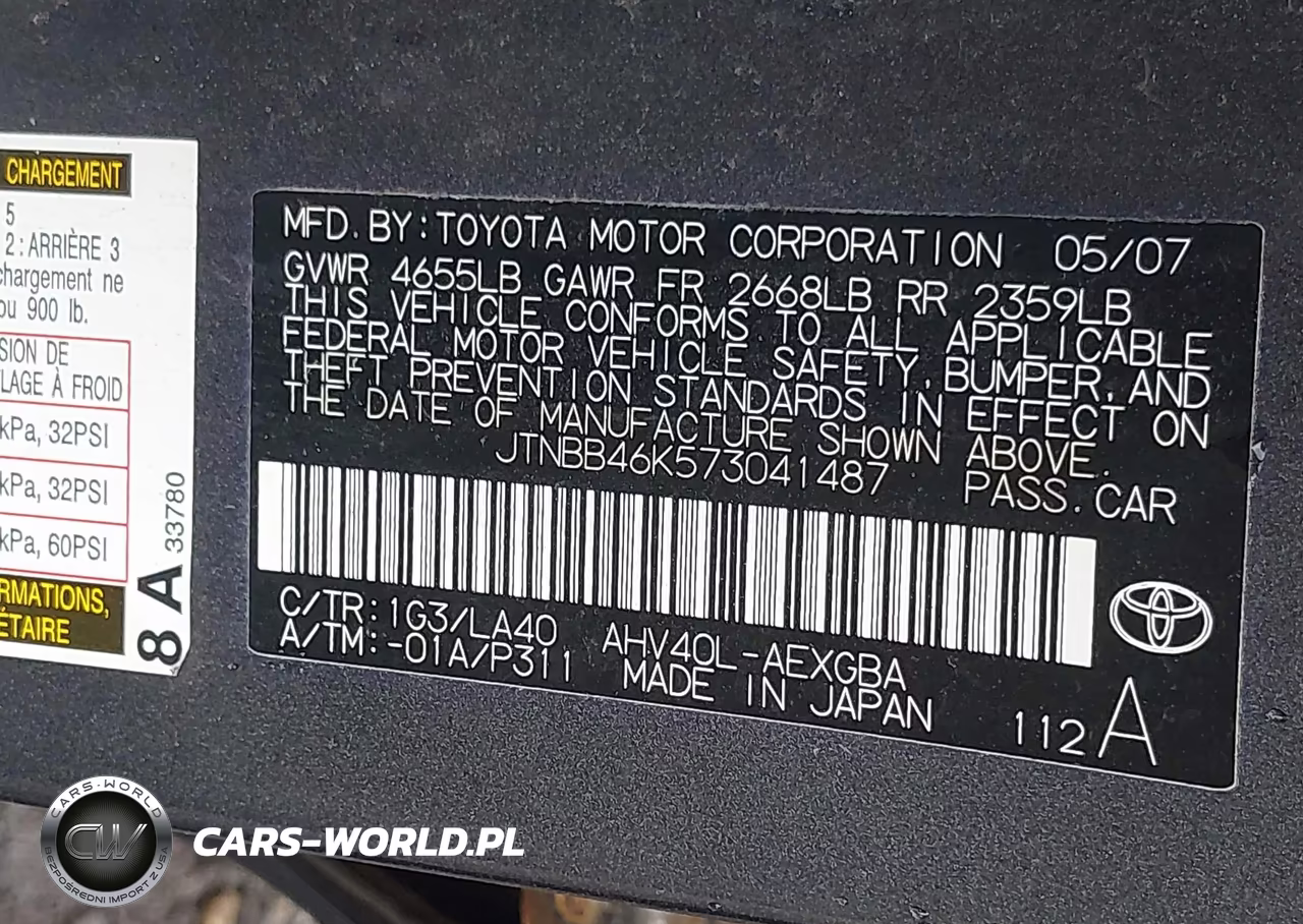 2007 Toyota Camry Hybrid VIN:JTNBB46K573041487 - 9