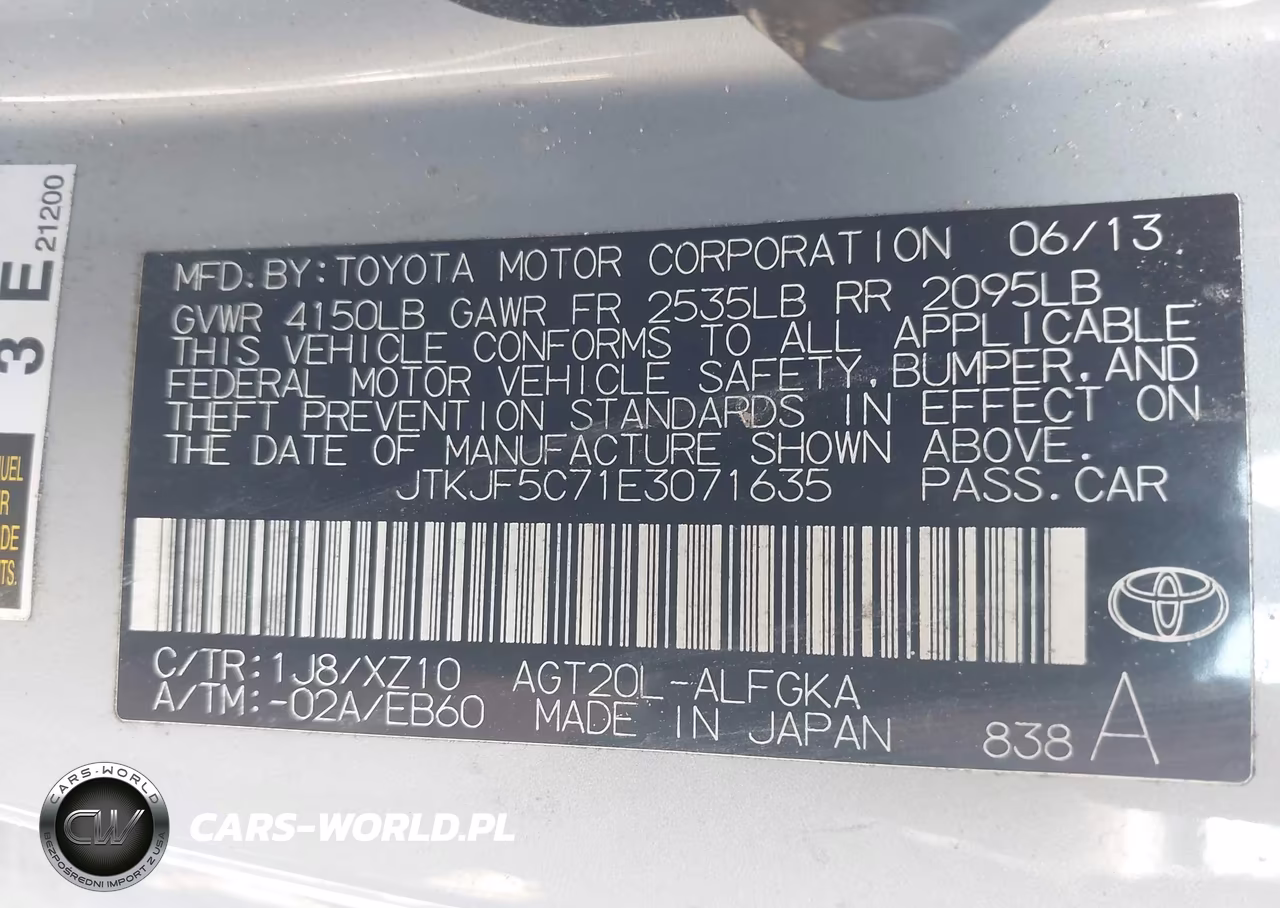 2014 Scion Tc 10 Series VIN:JTKJF5C71E3071635 - 9