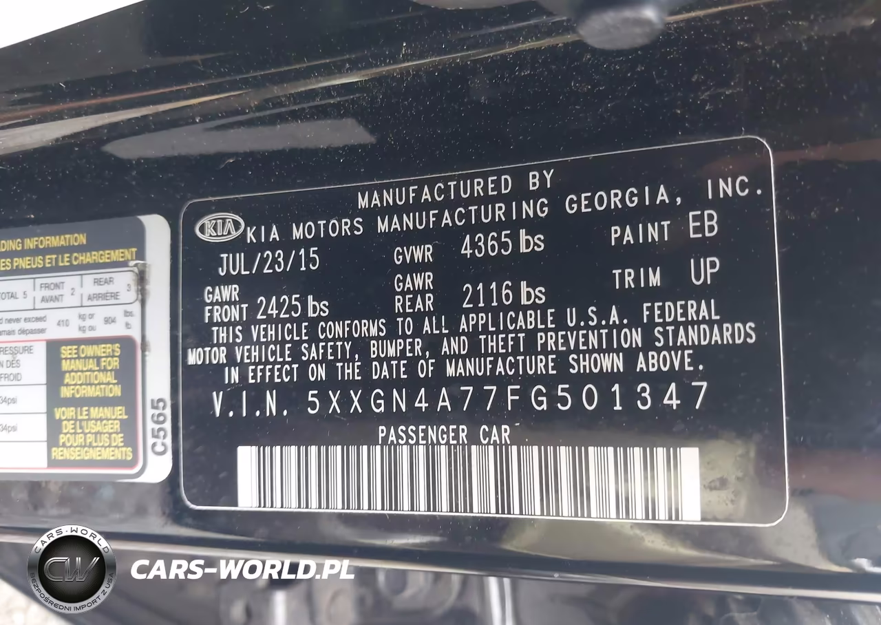 2015 Kia Optima Ex VIN:5XXGN4A77FG501347 - 9