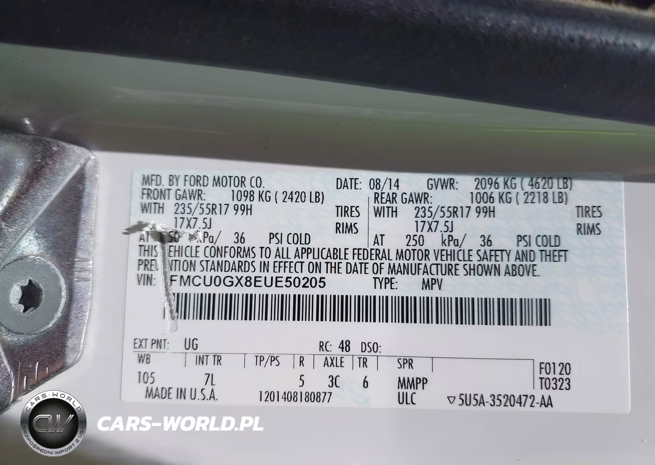 2014 Ford Escape Se VIN:1FMCU0GX8EUE50205 - 9