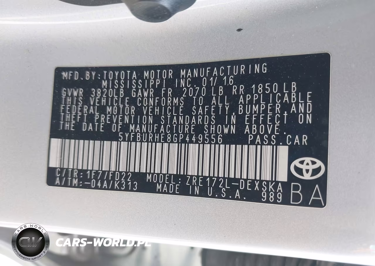 2016 Toyota Corolla S Plus VIN:5YFBURHE8GP449556 - 9