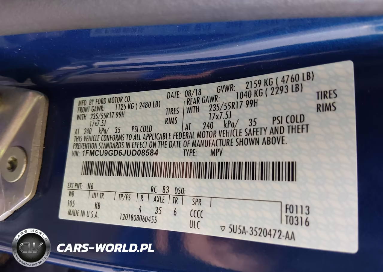2018 Ford Escape Se VIN:1FMCU9GD6JUD08584 - 9