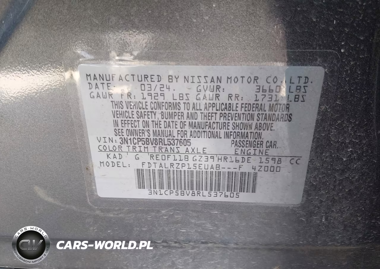 2024 Nissan Kicks S Xtronic Cvt VIN:3N1CP5BV8RL537605 - 9
