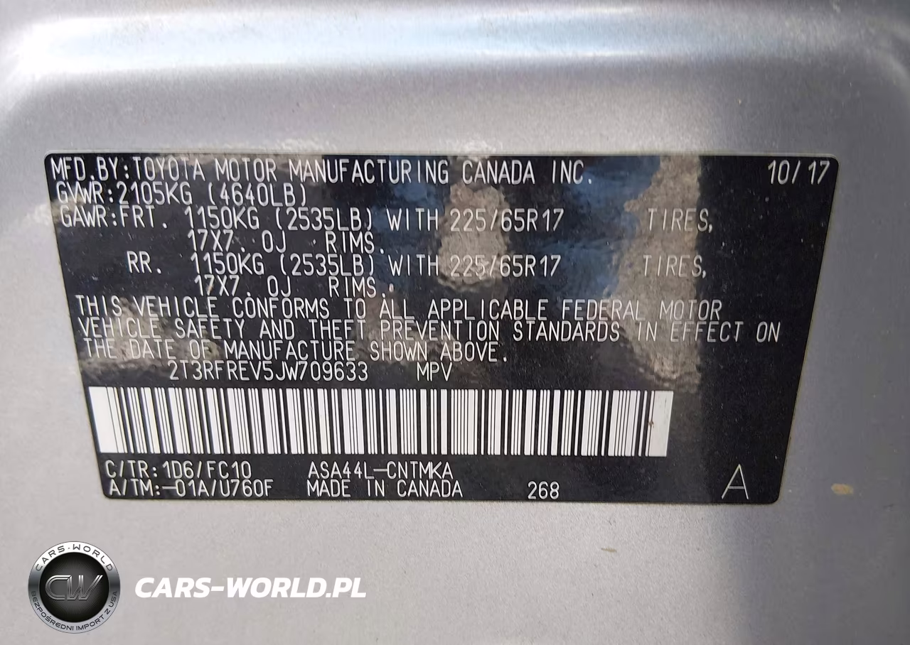 2018 Toyota Rav4 Xle VIN:2T3RFREV5JW709633 - 9