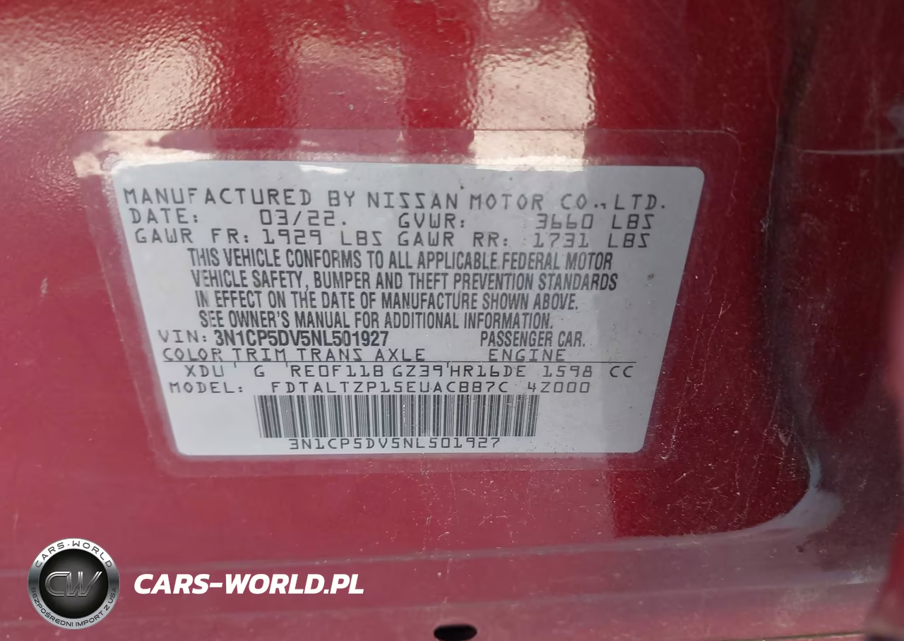 2022 Nissan Kicks Sr Xtronic Cvt VIN:3N1CP5DV5NL501927 - 9