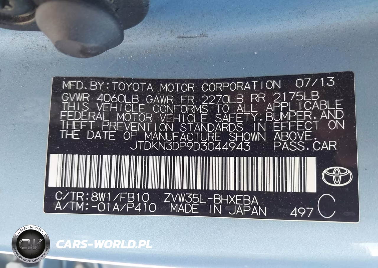 2013 Toyota Prius Plug-In VIN:JTDKN3DP9D3044943 - 9