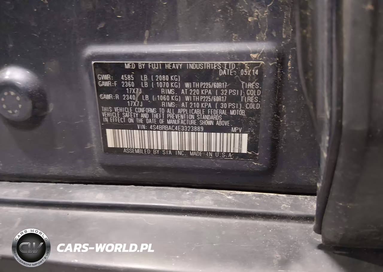 2014 Subaru Outback 2.5I VIN:4S4BRBAC4E3323889 - 9