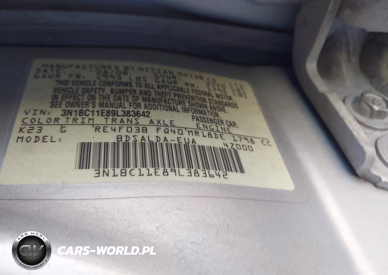 2009 Nissan Versa 1.8S VIN:3N1BC11E89L383642 - 9