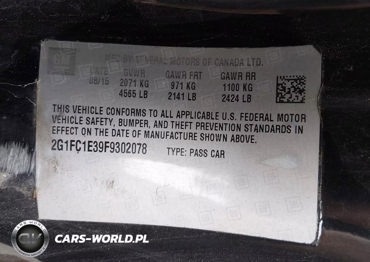 2015 Chevrolet Camaro 1Lt VIN:2G1FC1E39F9302078 - 9