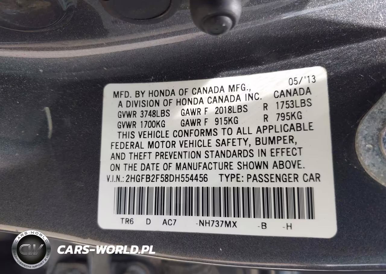 2013 Honda Civic Lx VIN:2HGFB2F58DH554456 - 9