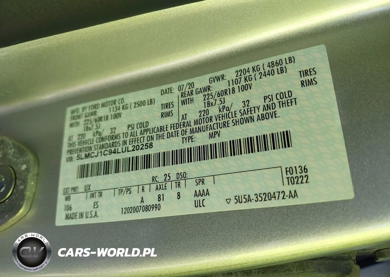 2020 Lincoln Corsair Standard VIN:5LMCJ1C94LUL20258 - 9