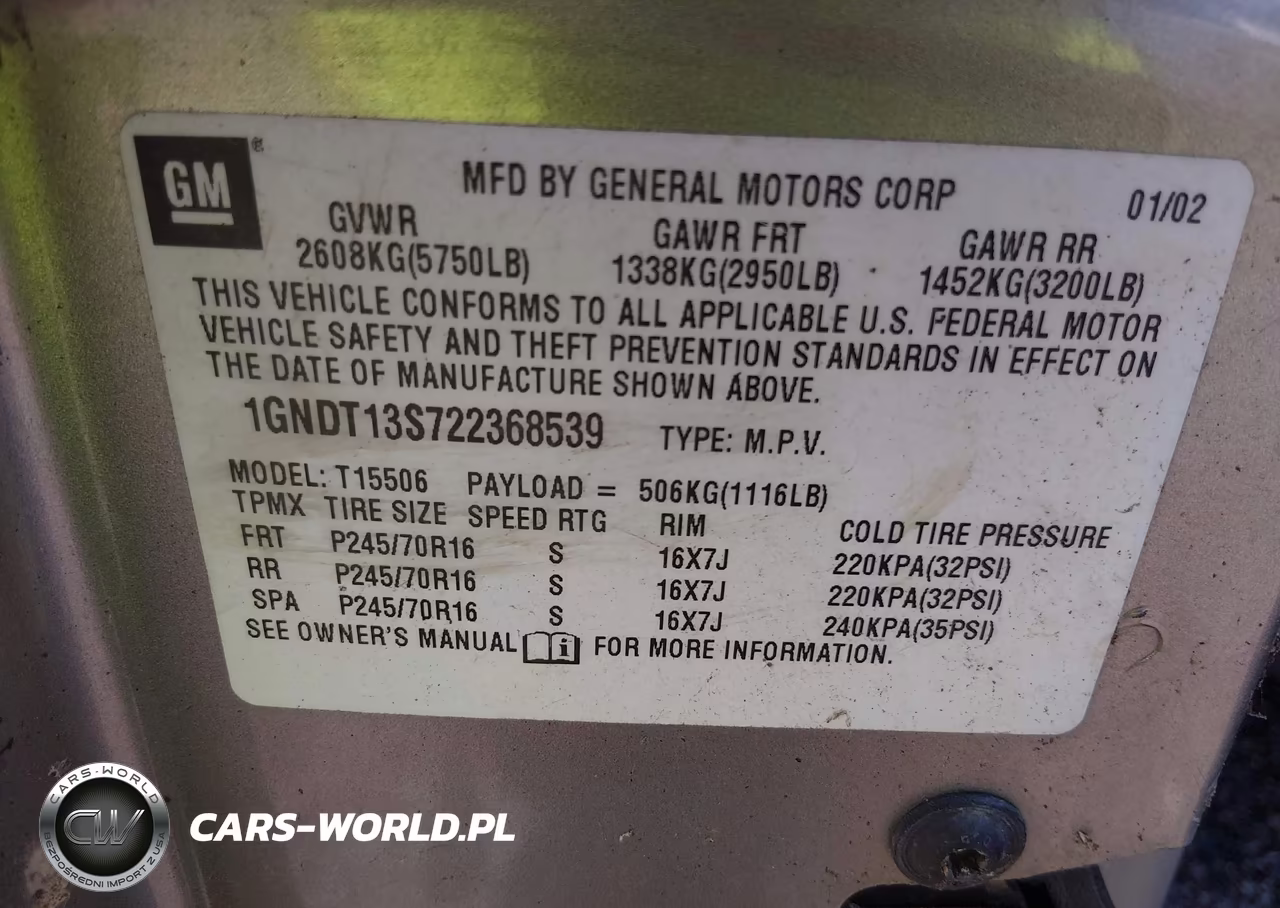 2002 Chevrolet Trailblazer Ls VIN:1GNDT13S722368539 - 9