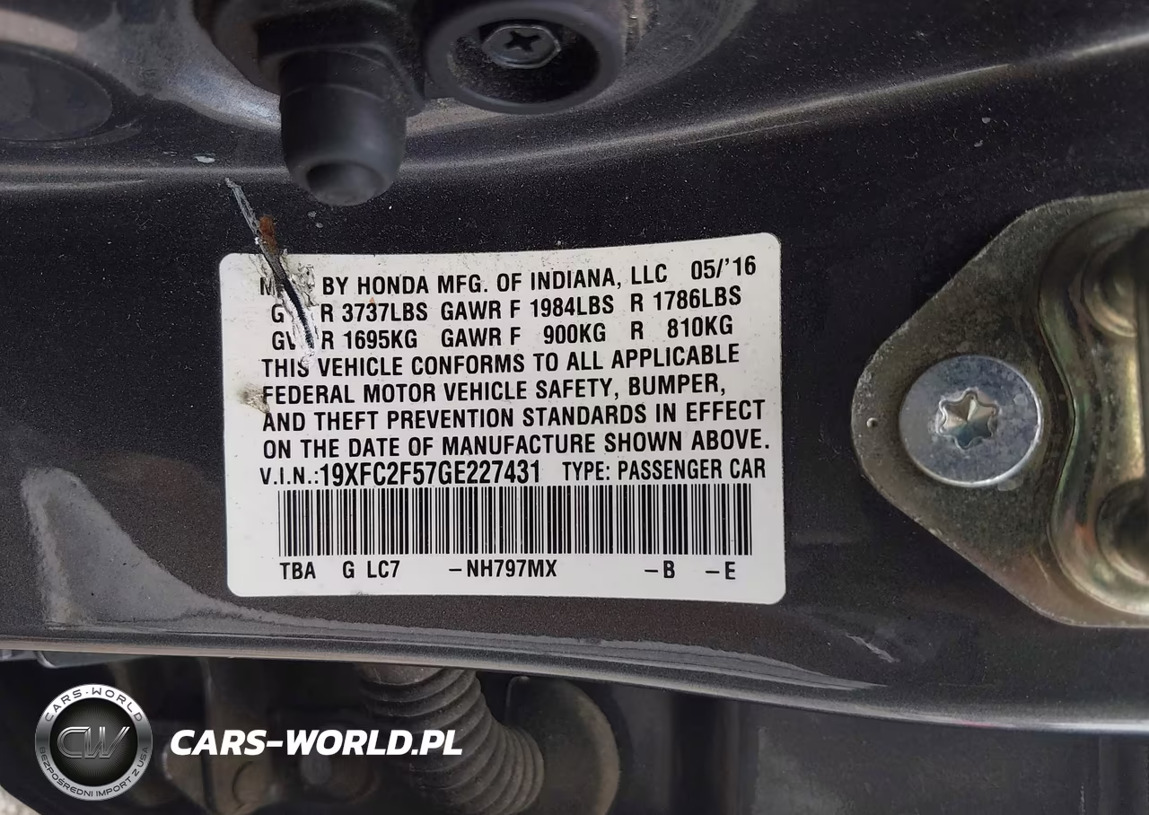 2016 Honda Civic Lx VIN:19XFC2F57GE227431 - 9