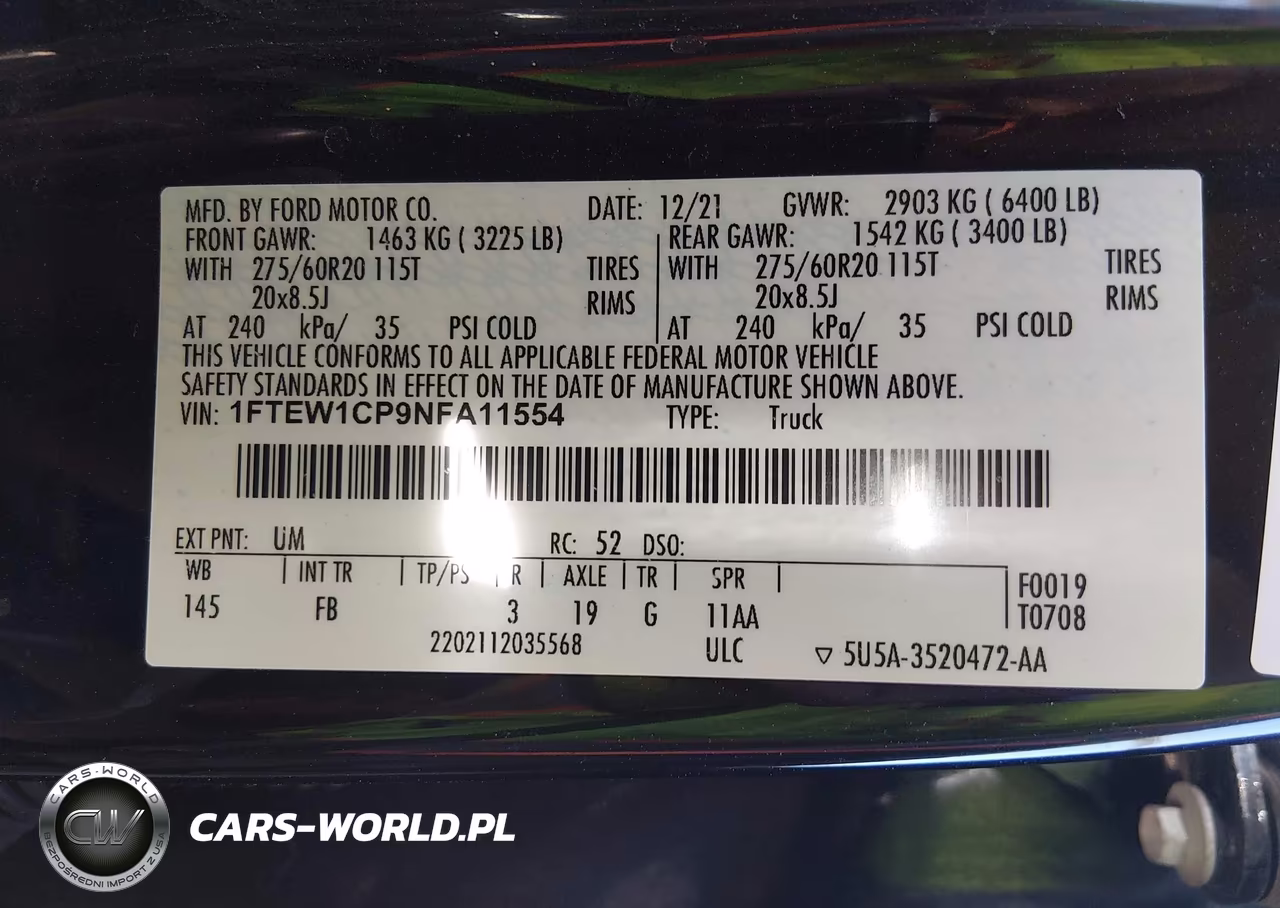2022 Ford F-150 Xlt VIN:1FTEW1CP9NFA11554 - 9
