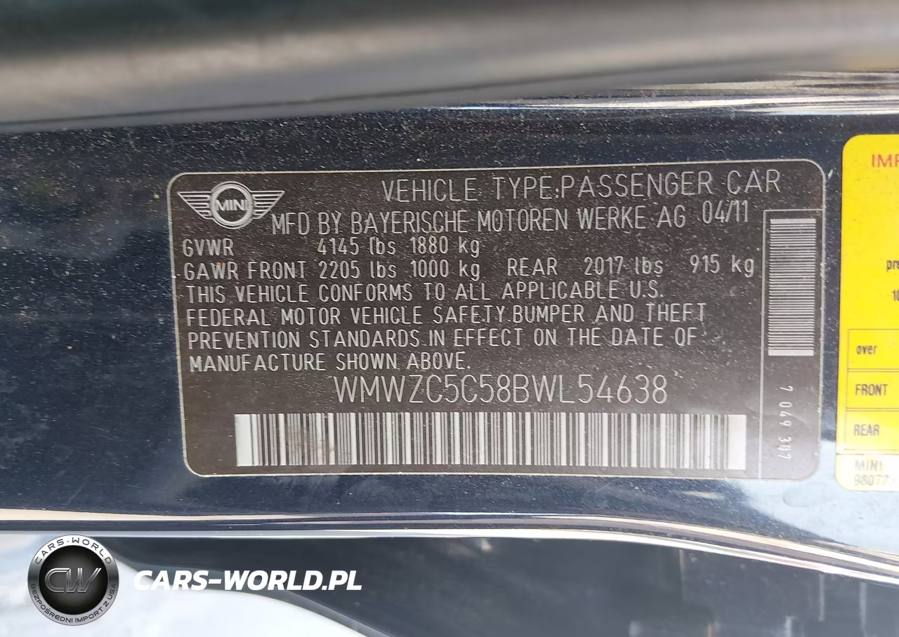 2011 Mini Cooper S Countryman VIN:WMWZC5C58BWL54638 - 9