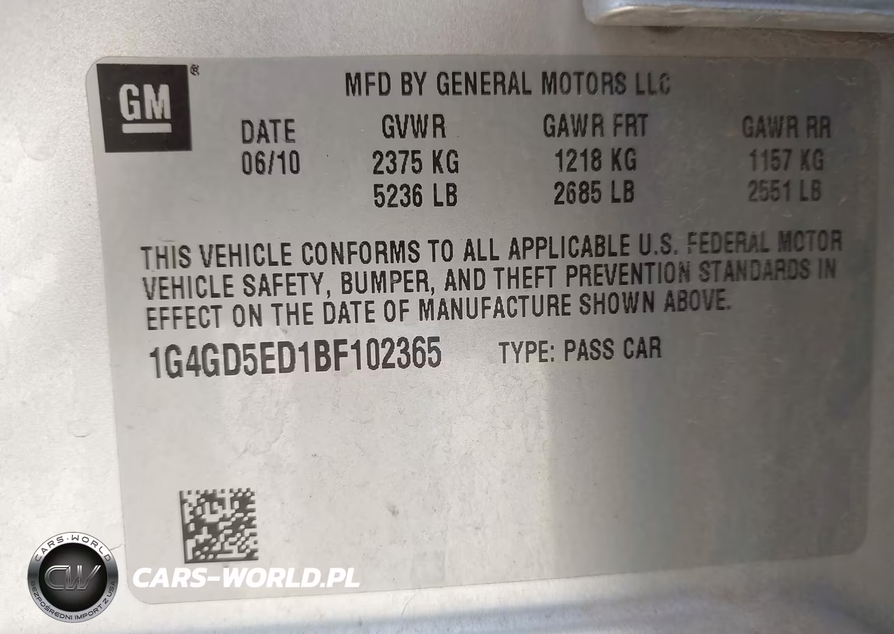 2011 Buick Lacrosse Cxl VIN:1G4GD5ED1BF102365 - 9