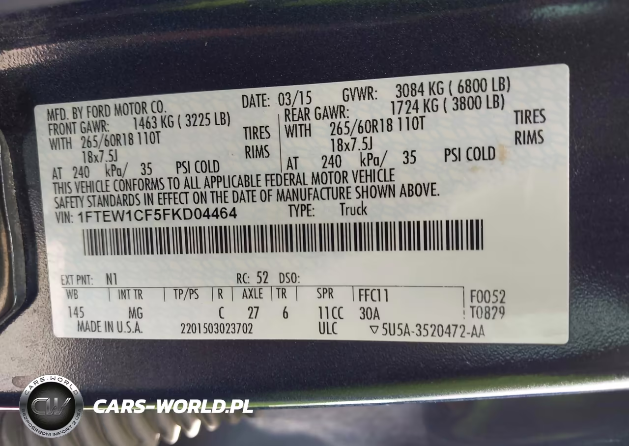 2015 Ford F-150 Xlt VIN:1FTEW1CF5FKD04464 - 9