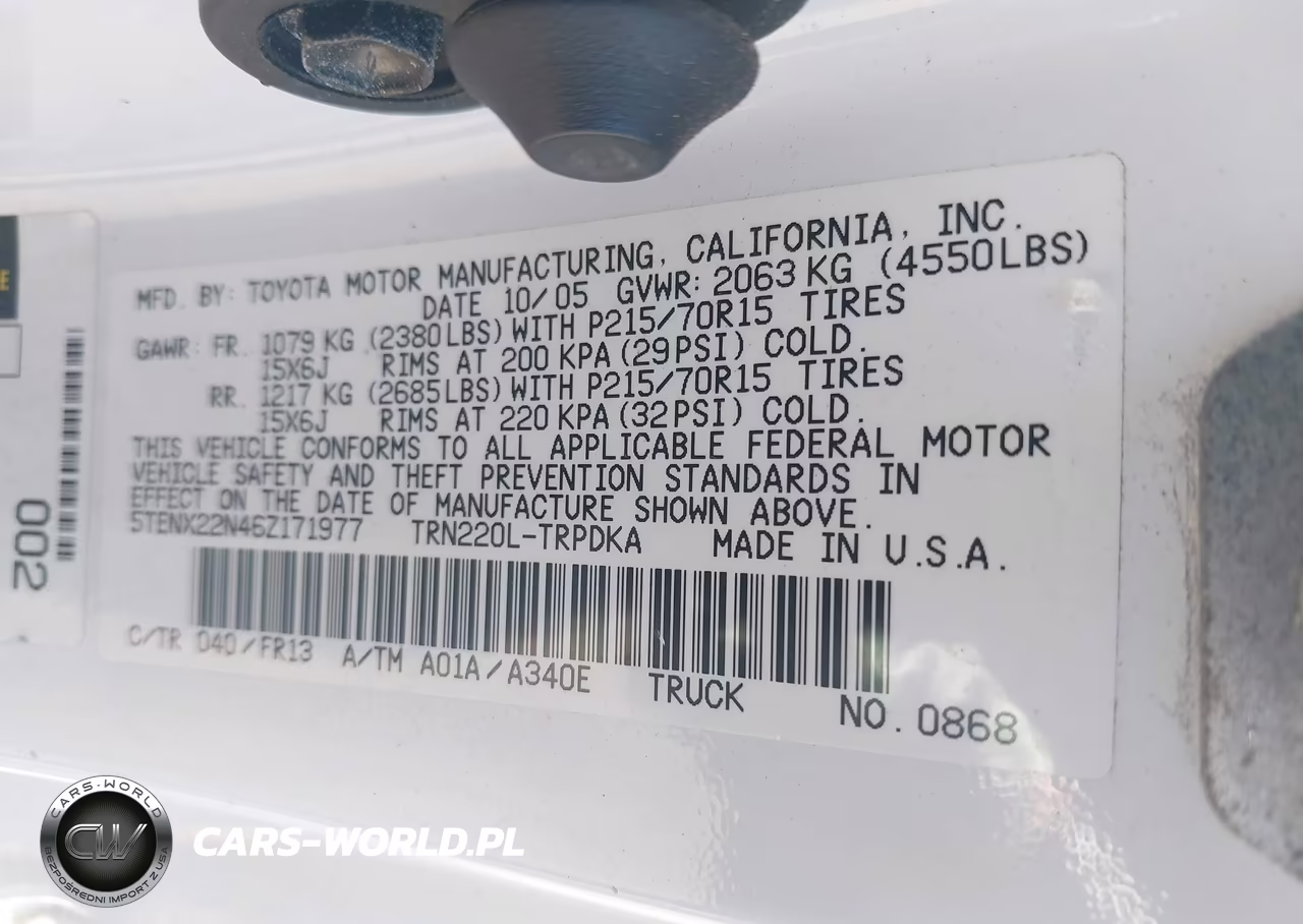 2006 Toyota Tacoma VIN:5TENX22N46Z171977 - 9