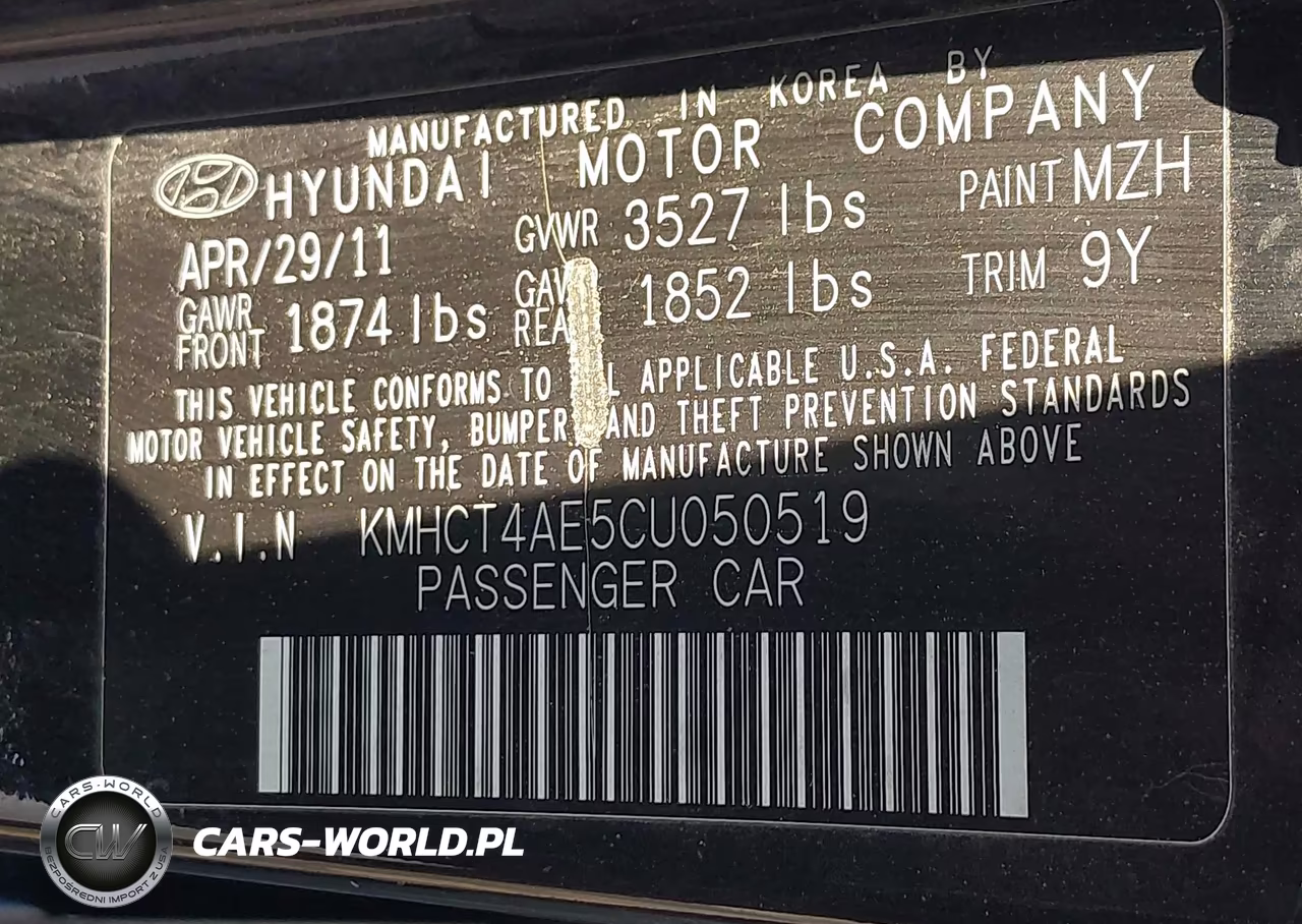 2012 Hyundai Accent Gls VIN:KMHCT4AE5CU050519 - 9