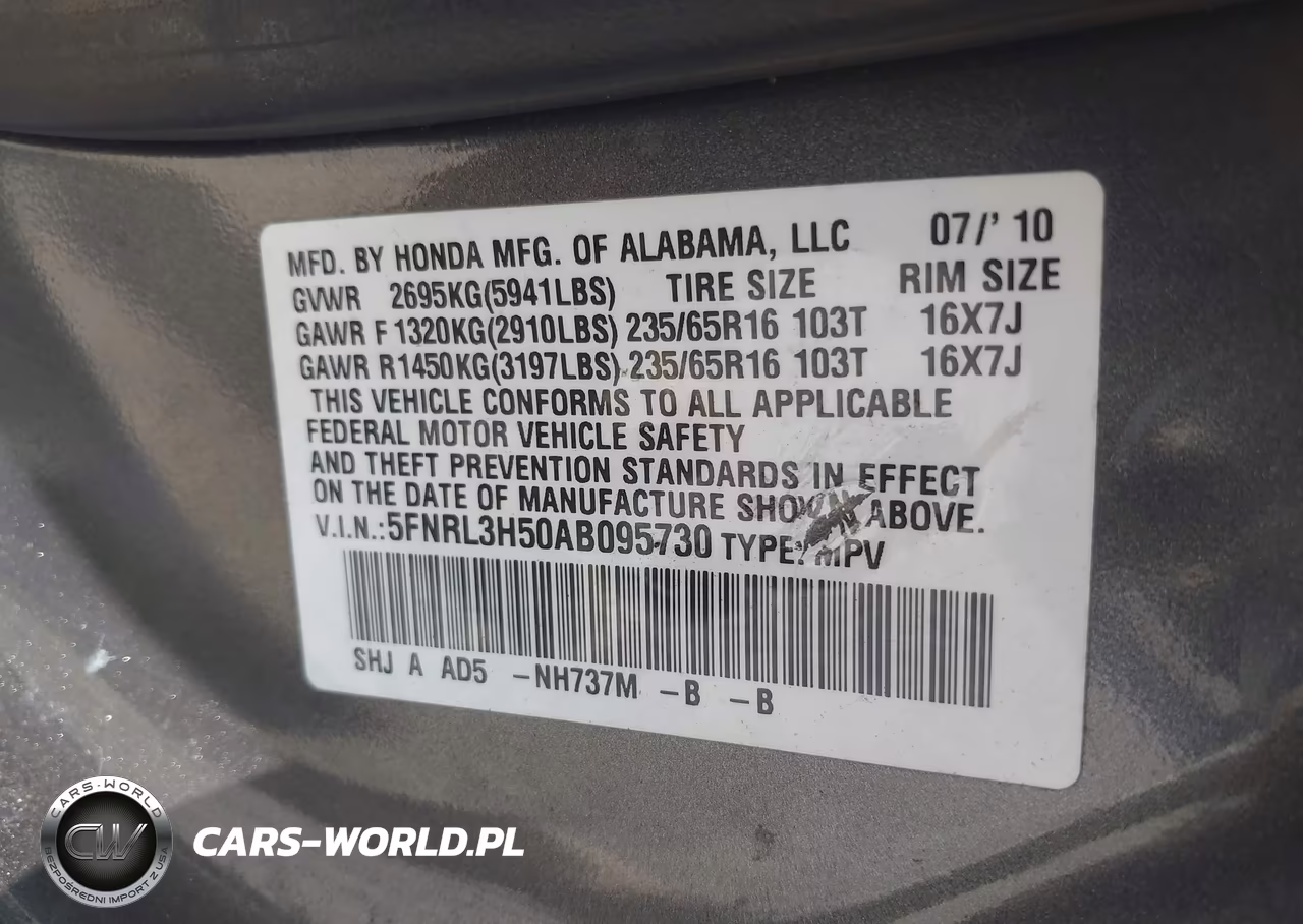 2010 Honda Odyssey Ex VIN:5FNRL3H50AB095730 - 9