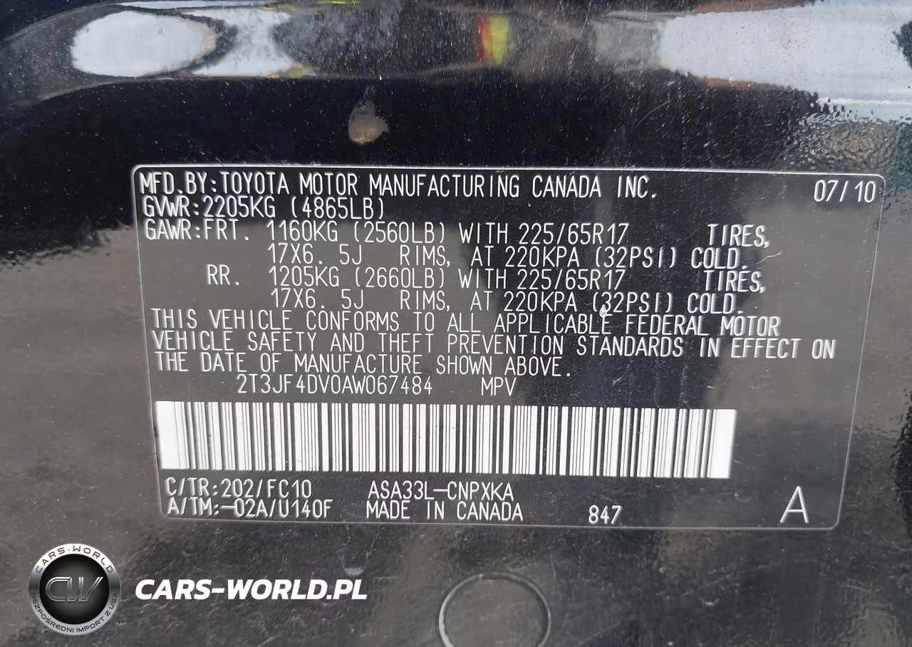 2010 Toyota Rav4 VIN:2T3JF4DV0AW067484 - 9