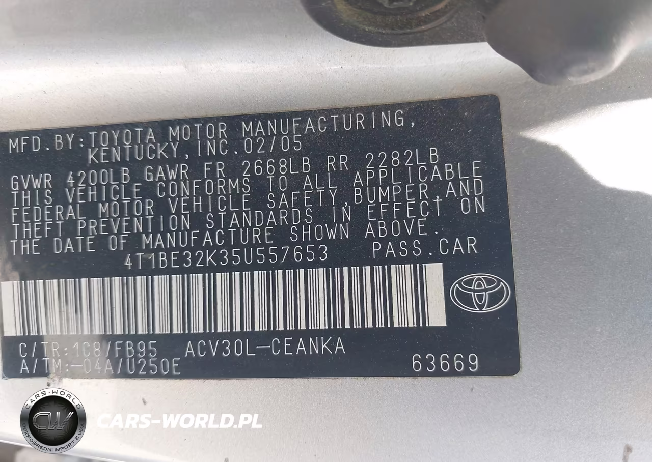 2005 Toyota Camry Le VIN:4T1BE32K35U557653 - 9