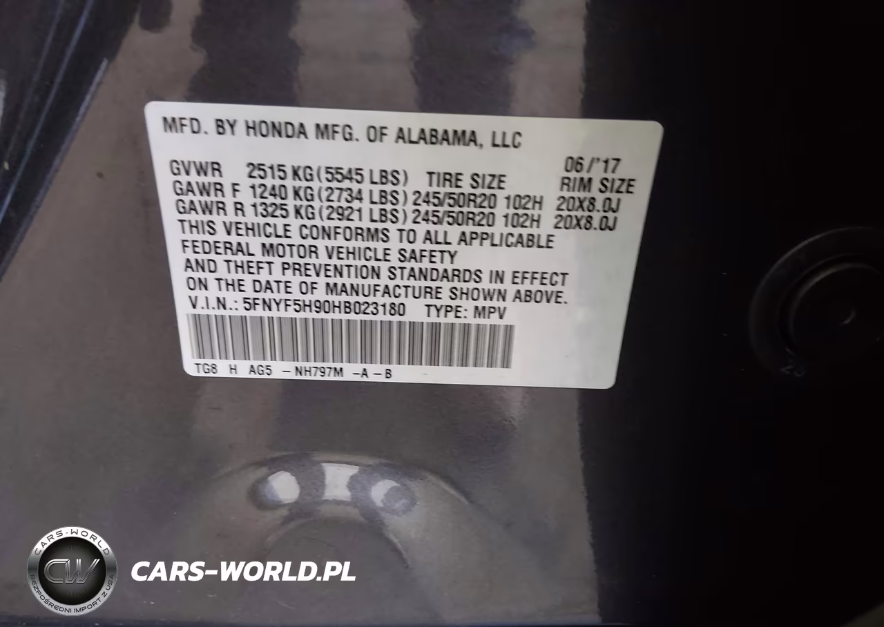 2017 Honda Pilot Touring VIN:5FNYF5H90HB023180 - 9
