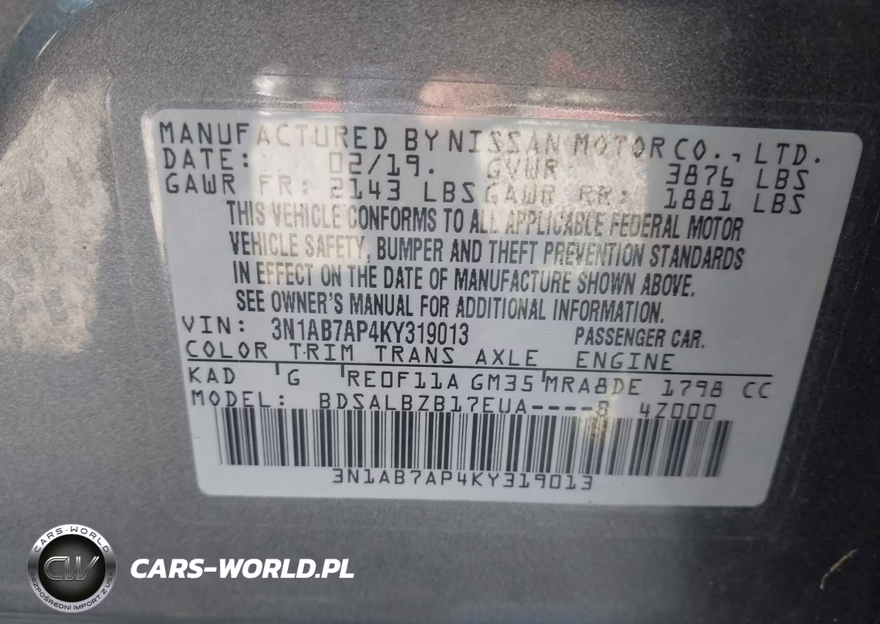 2019 Nissan Sentra S VIN:3N1AB7AP4KY319013 - 9